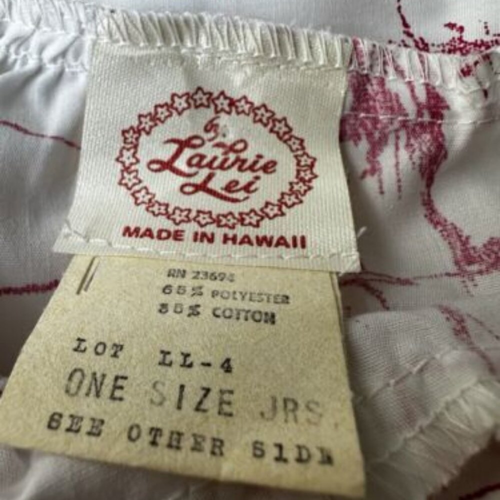 Laurie Lei Dress Juniors One Size White Hawaiian Bamboo Floral Cotton Blend Tie - Picture 6 of 16